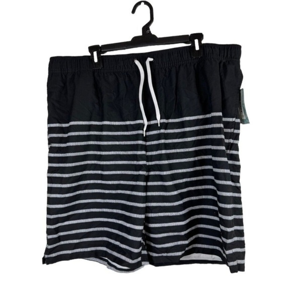 NEW OLD‎ NAVY Swim Trunks Mens XXL 2X Lined Black/White Drawstring Surf NWT